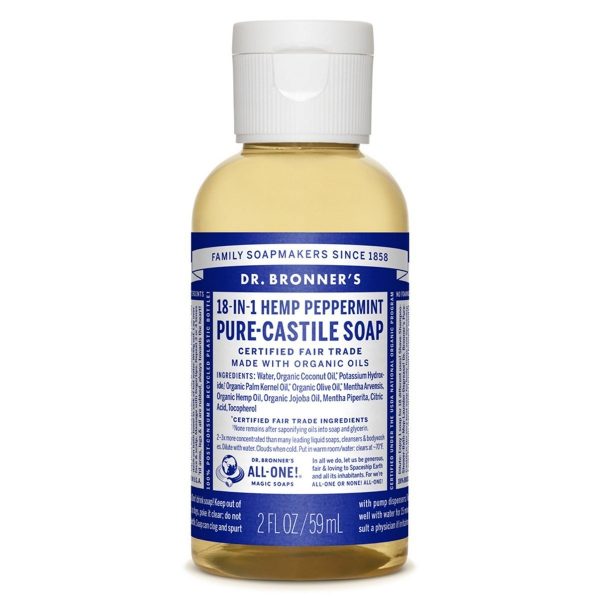 Xà phòng Castile bạc hà Dr. Bronner's - Pure-Castile Soap - Peppermint, 2 fl oz (59 ml)