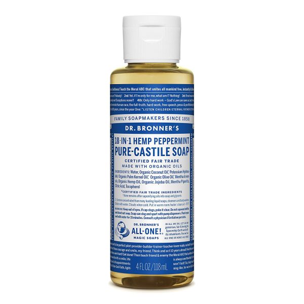 Xà phòng Castile bạc hà Dr. Bronner's - Pure-Castile Soap - Peppermint, 4 fl oz (118 ml)